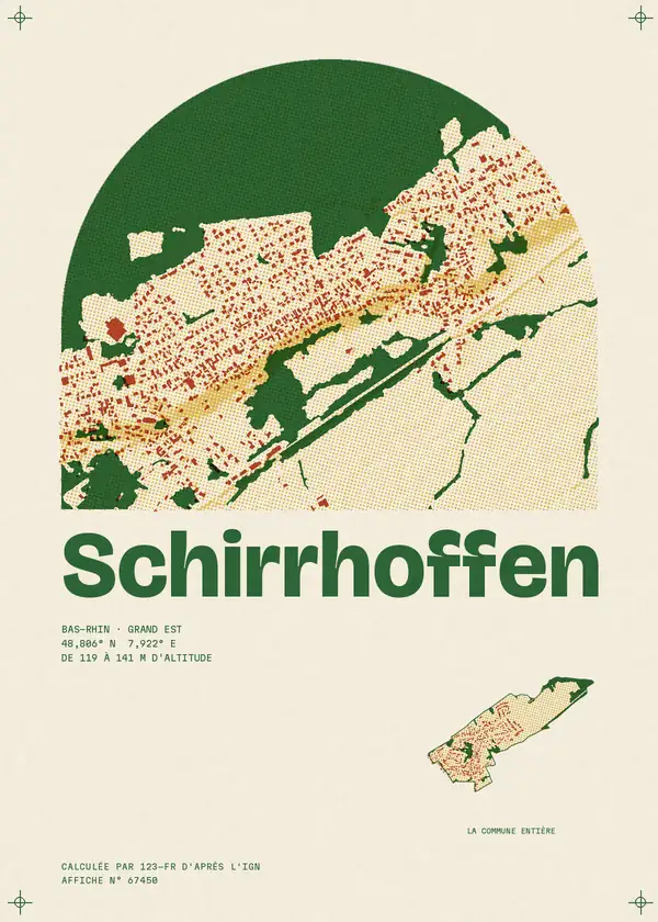 Affiche de Schirrhoffen, calculée par 123-fr d'après l'IGN