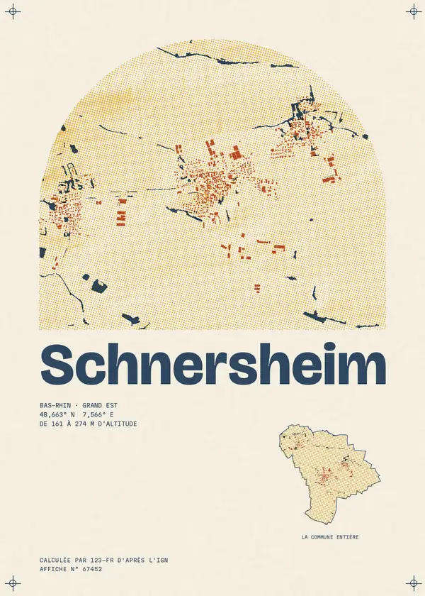Affiche de Schnersheim, calculée par 123-fr d'après l'IGN