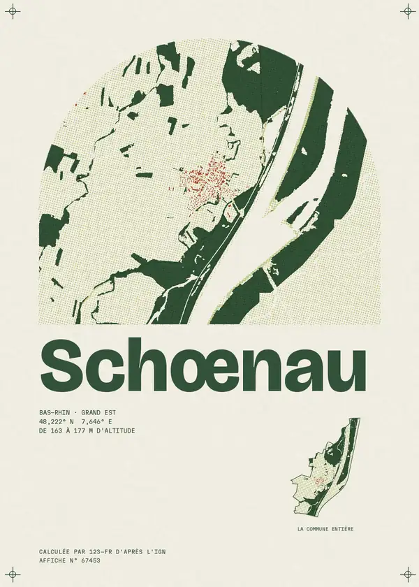 Affiche de Schœnau, calculée par 123-fr d'après l'IGN