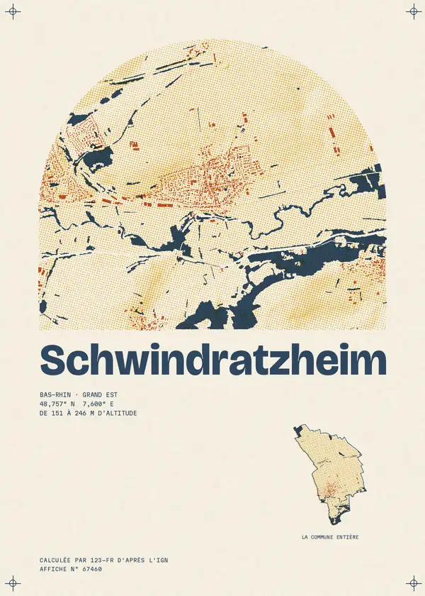 Affiche de Schwindratzheim, calculée par 123-fr d'après l'IGN