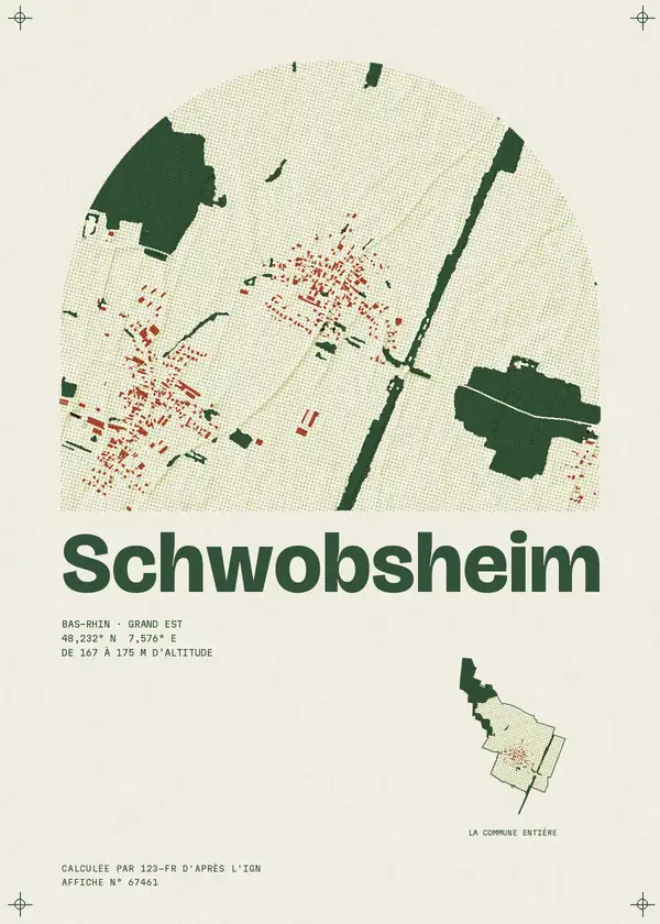 Affiche de Schwobsheim, calculée par 123-fr d'après l'IGN