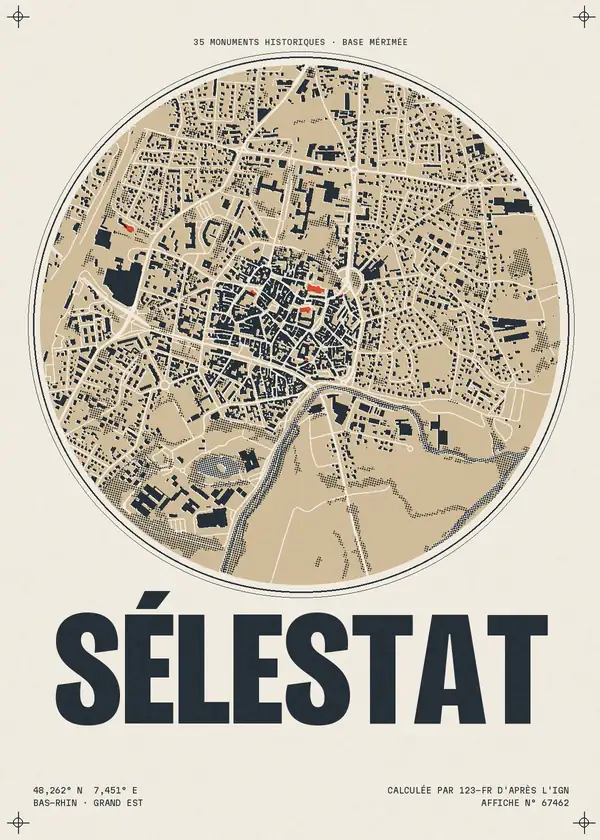 Affiche de Sélestat, calculée par 123-fr d'après l'IGN