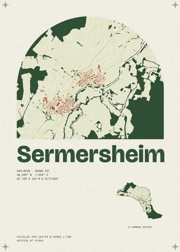 Affiche de Sermersheim, calculée par 123-fr d'après l'IGN