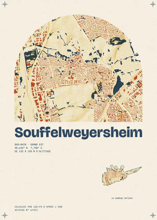 Affiche de Souffelweyersheim, calculée par 123-fr d'après l'IGN