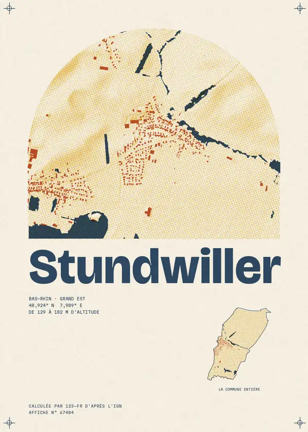Affiche de Stundwiller, calculée par 123-fr d'après l'IGN