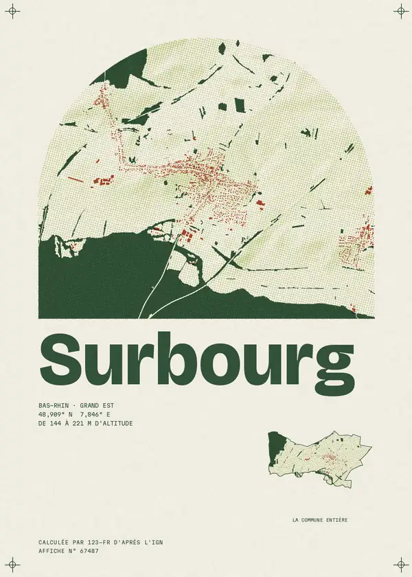 Affiche de Surbourg, calculée par 123-fr d'après l'IGN