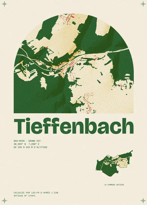 Affiche de Tieffenbach, calculée par 123-fr d'après l'IGN