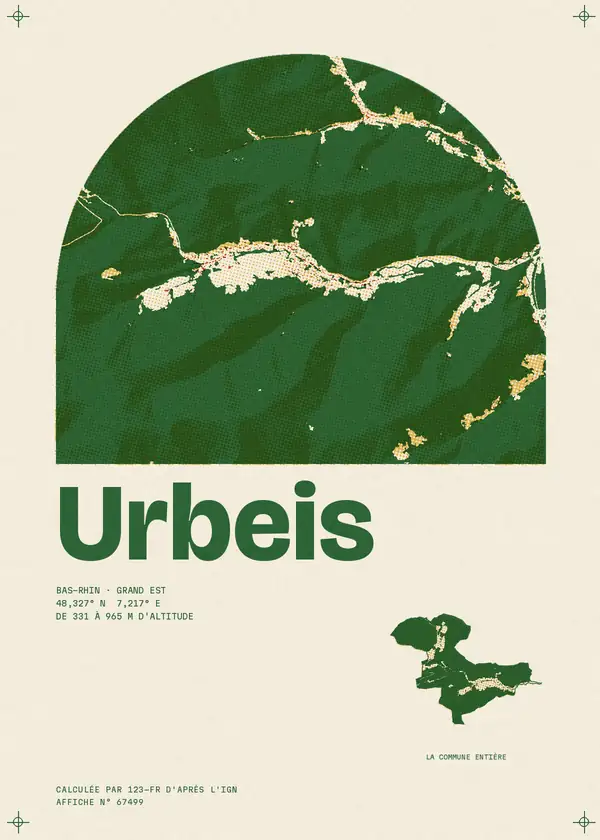 Affiche de Urbeis, calculée par 123-fr d'après l'IGN