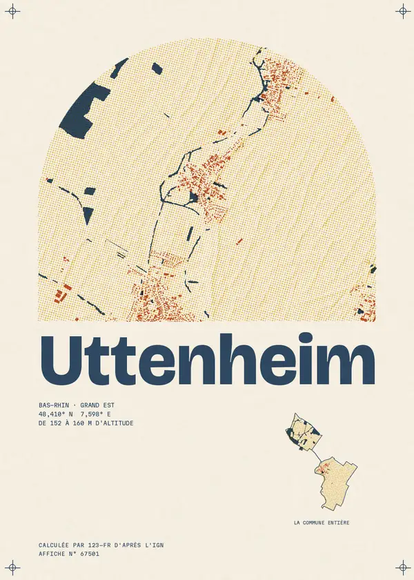 Affiche de Uttenheim, calculée par 123-fr d'après l'IGN