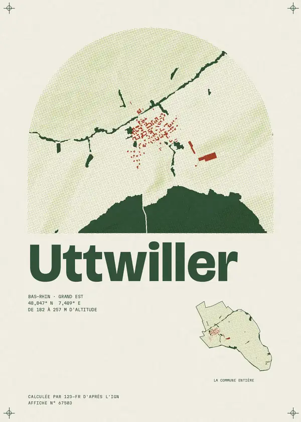 Affiche de Uttwiller, calculée par 123-fr d'après l'IGN