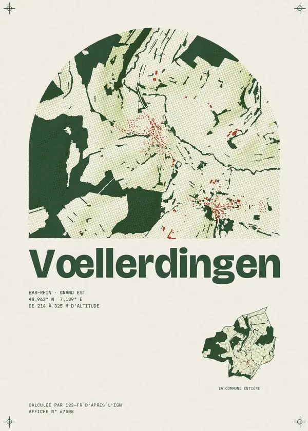 Affiche de Vœllerdingen, calculée par 123-fr d'après l'IGN