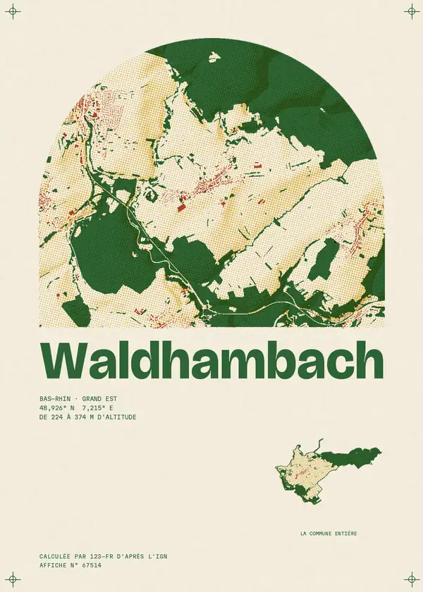 Affiche de Waldhambach, calculée par 123-fr d'après l'IGN
