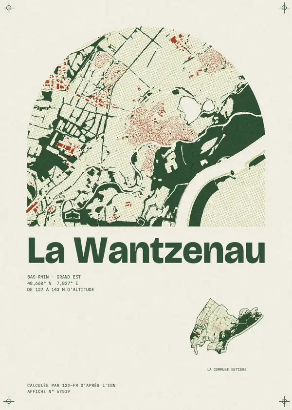 Affiche de La Wantzenau, calculée par 123-fr d'après l'IGN