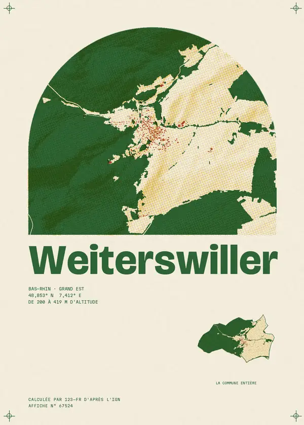 Affiche de Weiterswiller, calculée par 123-fr d'après l'IGN