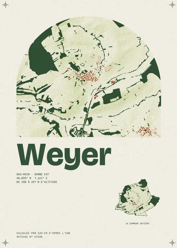 Affiche de Weyer, calculée par 123-fr d'après l'IGN