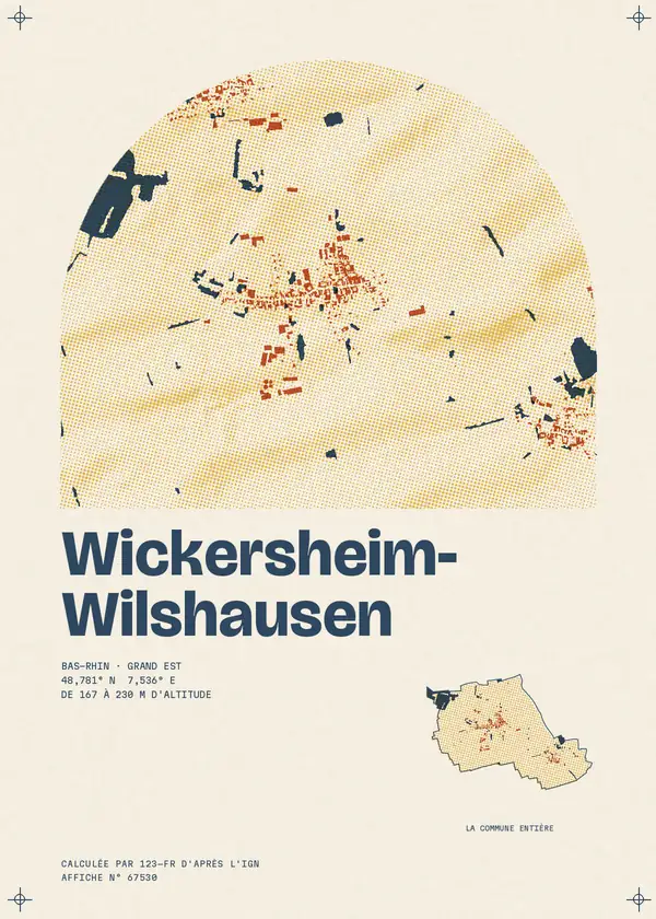 Affiche de Wickersheim-Wilshausen, calculée par 123-fr d'après l'IGN