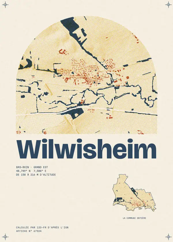 Affiche de Wilwisheim, calculée par 123-fr d'après l'IGN