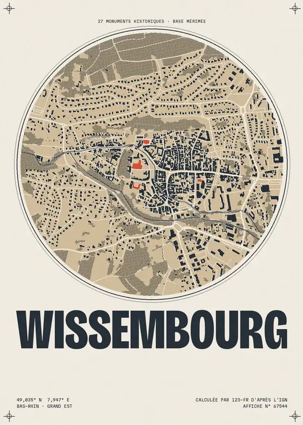 Affiche de Wissembourg, calculée par 123-fr d'après l'IGN