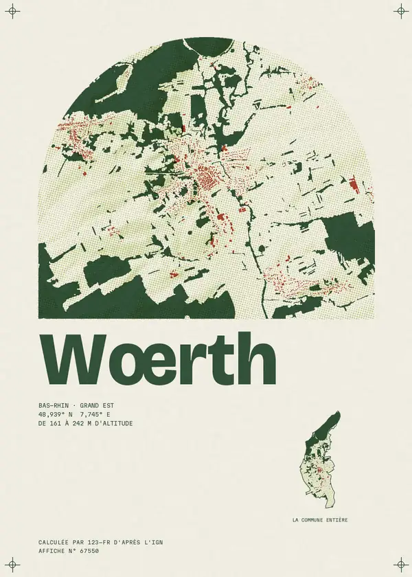 Affiche de Wœrth, calculée par 123-fr d'après l'IGN