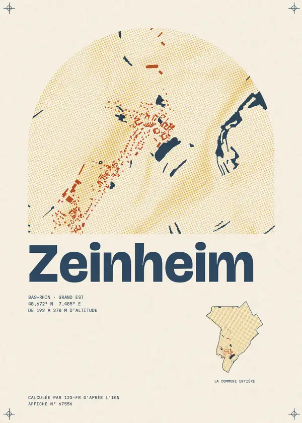 Affiche de Zeinheim, calculée par 123-fr d'après l'IGN