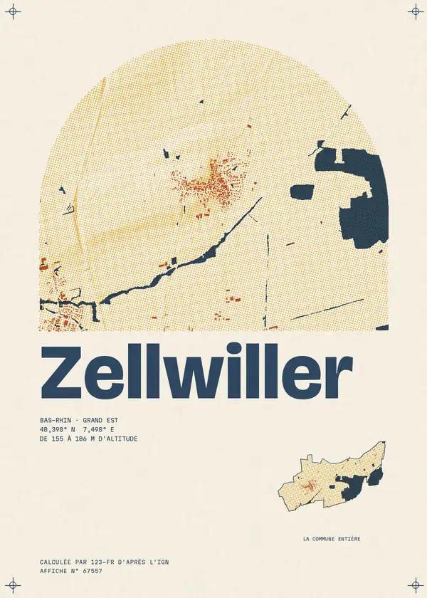 Affiche de Zellwiller, calculée par 123-fr d'après l'IGN