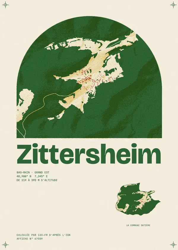 Affiche de Zittersheim, calculée par 123-fr d'après l'IGN