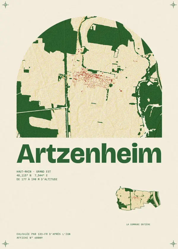 Affiche de Artzenheim, calculée par 123-fr d'après l'IGN