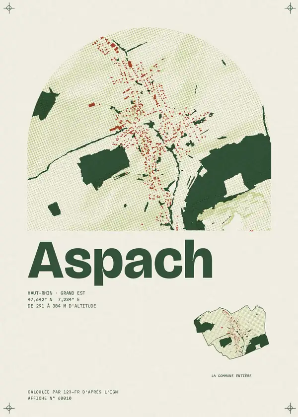 Affiche de Aspach, calculée par 123-fr d'après l'IGN