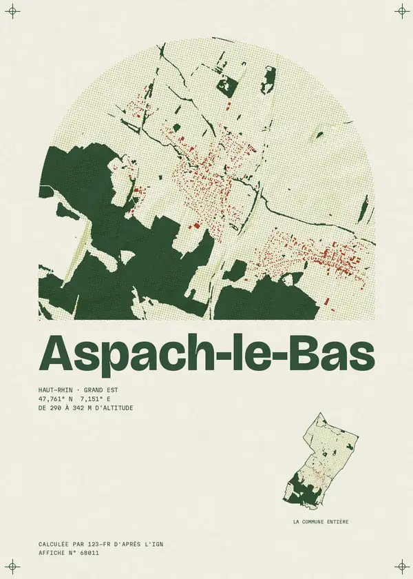 Affiche de Aspach-le-Bas, calculée par 123-fr d'après l'IGN