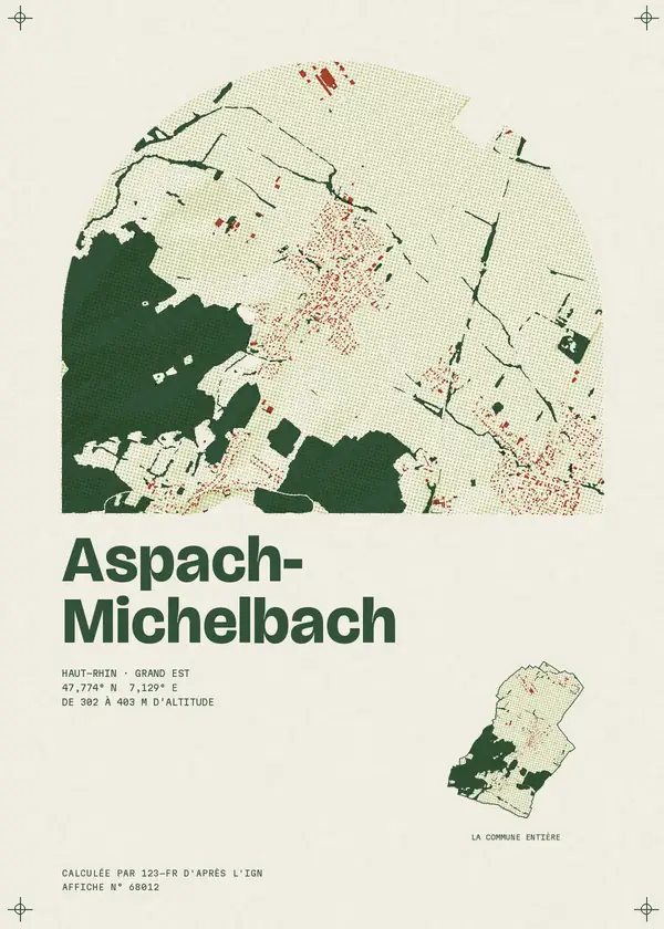 Affiche de Aspach-Michelbach, calculée par 123-fr d'après l'IGN