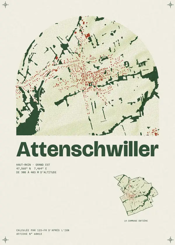 Affiche de Attenschwiller, calculée par 123-fr d'après l'IGN