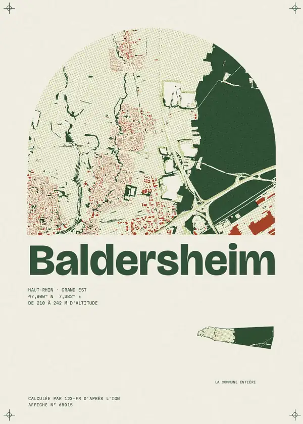 Affiche de Baldersheim, calculée par 123-fr d'après l'IGN