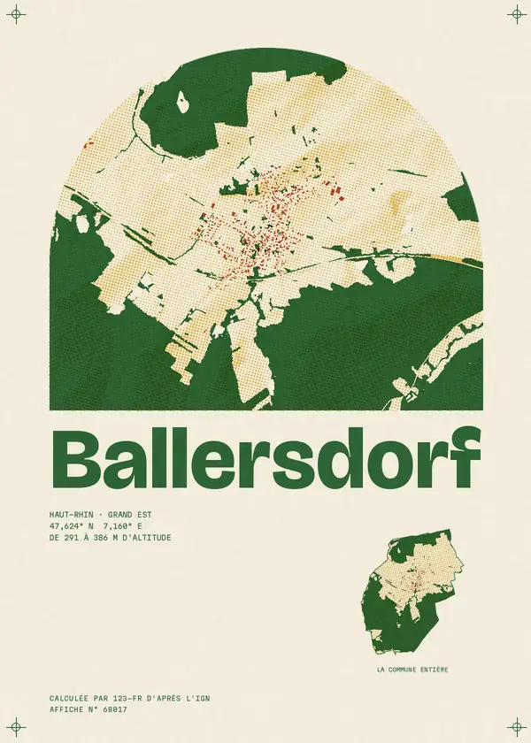 Affiche de Ballersdorf, calculée par 123-fr d'après l'IGN