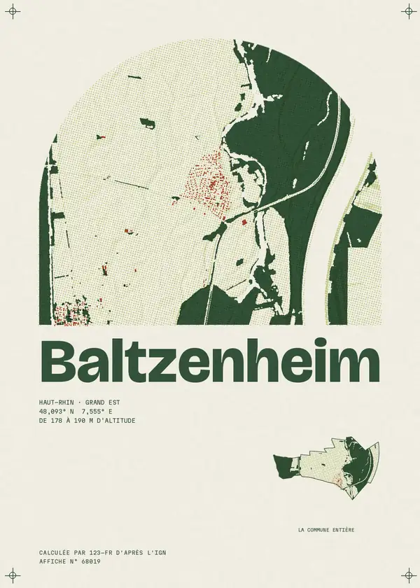 Affiche de Baltzenheim, calculée par 123-fr d'après l'IGN