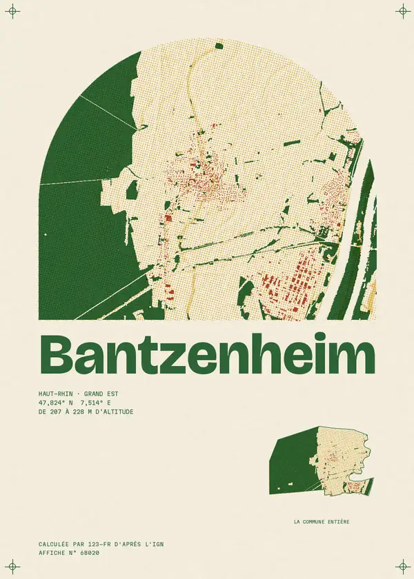 Affiche de Bantzenheim, calculée par 123-fr d'après l'IGN