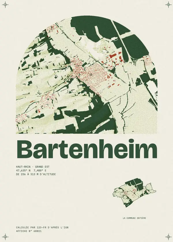 Affiche de Bartenheim, calculée par 123-fr d'après l'IGN