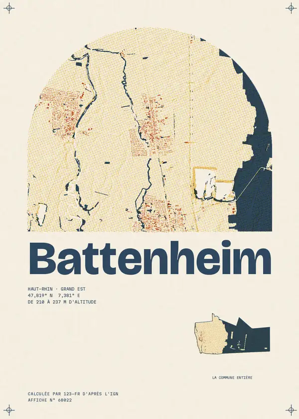 Affiche de Battenheim, calculée par 123-fr d'après l'IGN