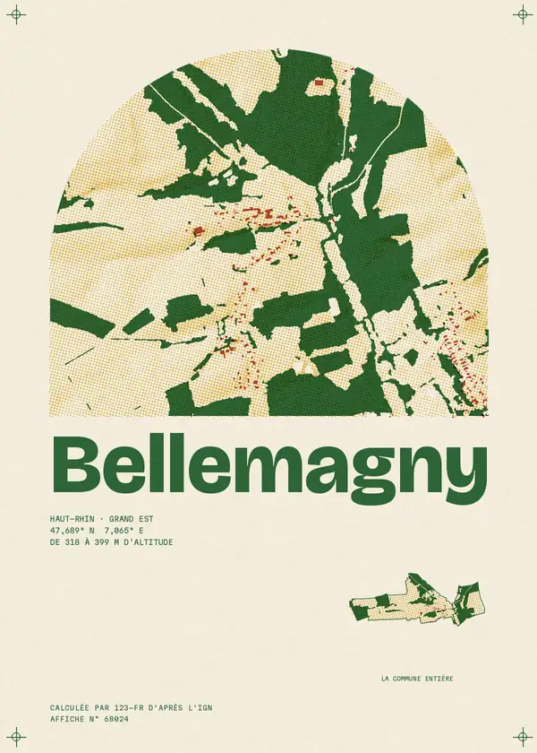 Affiche de Bellemagny, calculée par 123-fr d'après l'IGN