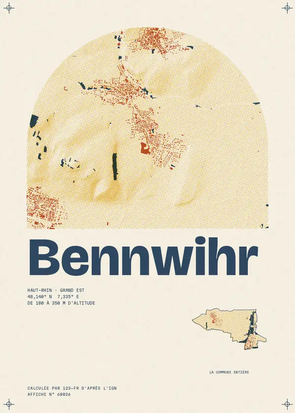 Affiche de Bennwihr, calculée par 123-fr d'après l'IGN