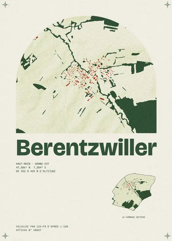 Affiche de Berentzwiller, calculée par 123-fr d'après l'IGN