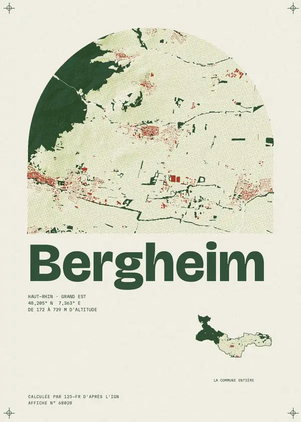 Affiche de Bergheim, calculée par 123-fr d'après l'IGN