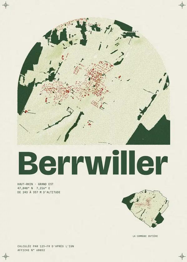 Affiche de Berrwiller, calculée par 123-fr d'après l'IGN