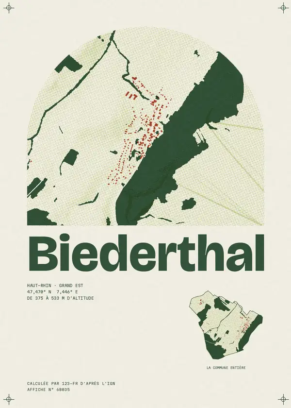 Affiche de Biederthal, calculée par 123-fr d'après l'IGN