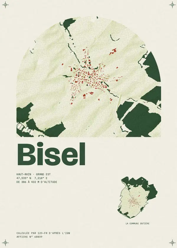 Affiche de Bisel, calculée par 123-fr d'après l'IGN