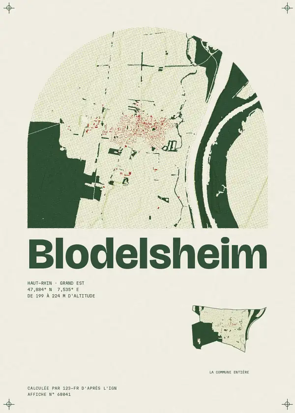 Affiche de Blodelsheim, calculée par 123-fr d'après l'IGN
