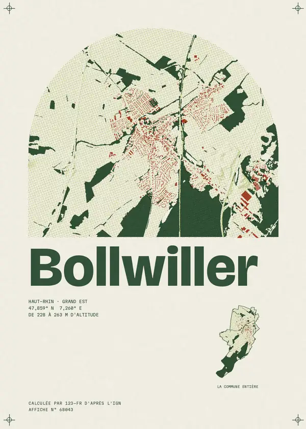 Affiche de Bollwiller, calculée par 123-fr d'après l'IGN