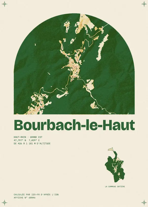 Affiche de Bourbach-le-Haut, calculée par 123-fr d'après l'IGN