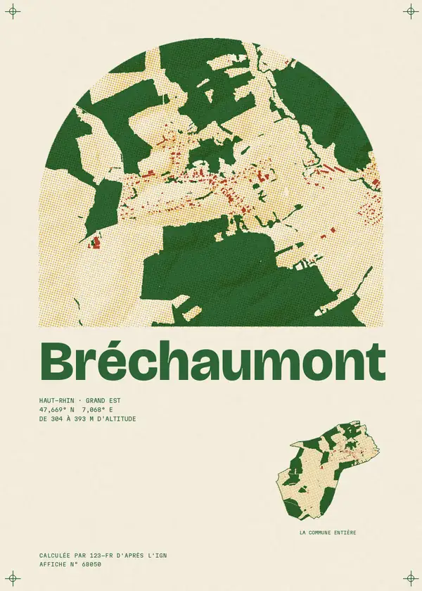 Affiche de Bréchaumont, calculée par 123-fr d'après l'IGN