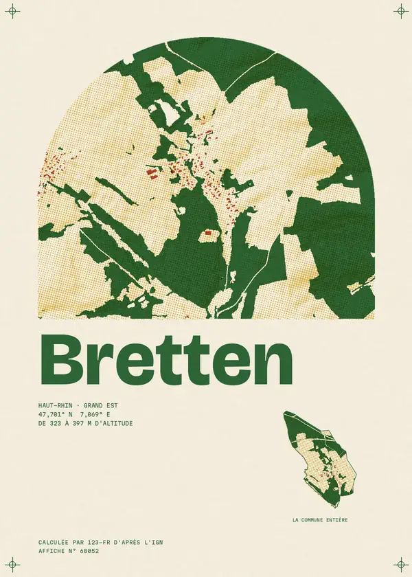 Affiche de Bretten, calculée par 123-fr d'après l'IGN