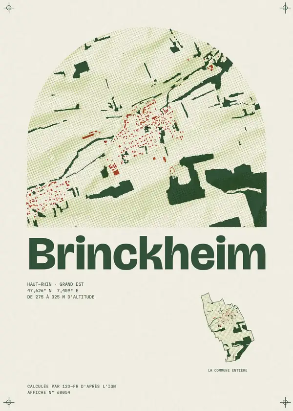 Affiche de Brinckheim, calculée par 123-fr d'après l'IGN